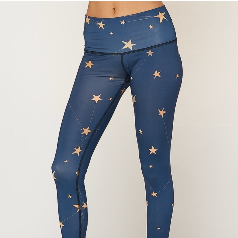 Teeki Blue and Gold Celestial Leggings